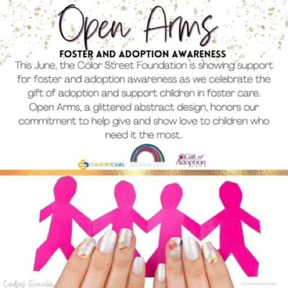 Color Street OPEN ARMS Adoption & Foster Awareness White Shimmer Multicolor - Picture 7 of 7